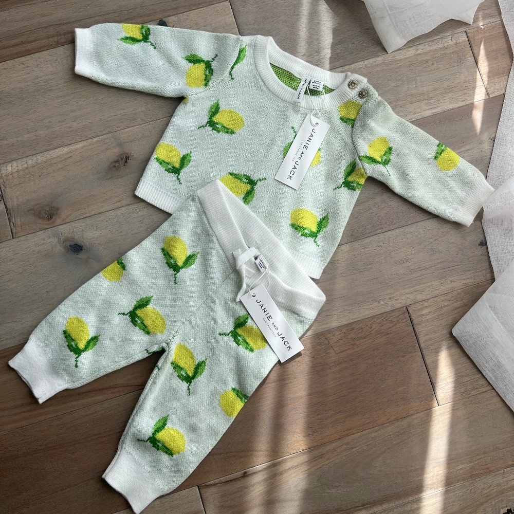 Janie and Jack Lemon Knit Sweater Set